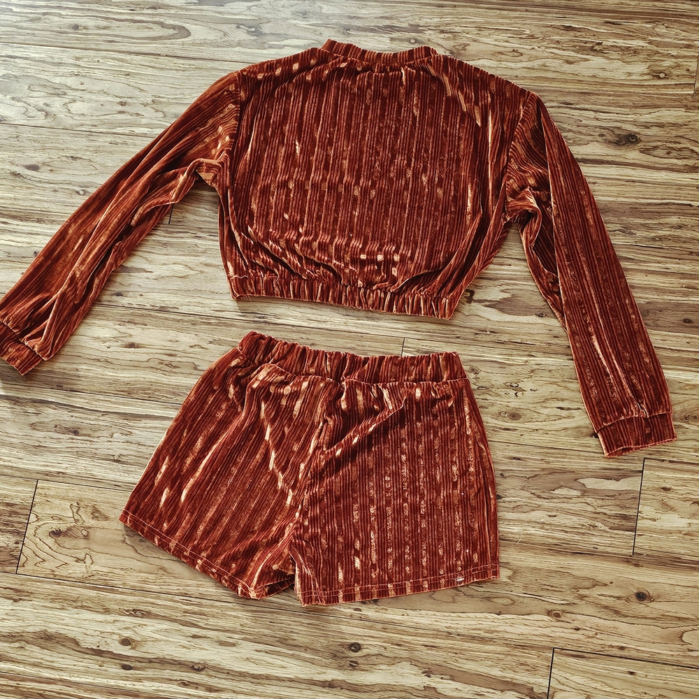 Women's Velvet Lounge Set in Rich Rust
